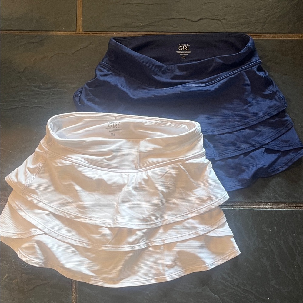 Athleta Bundle - Layered Skater Tennis Skirts - Navy & White